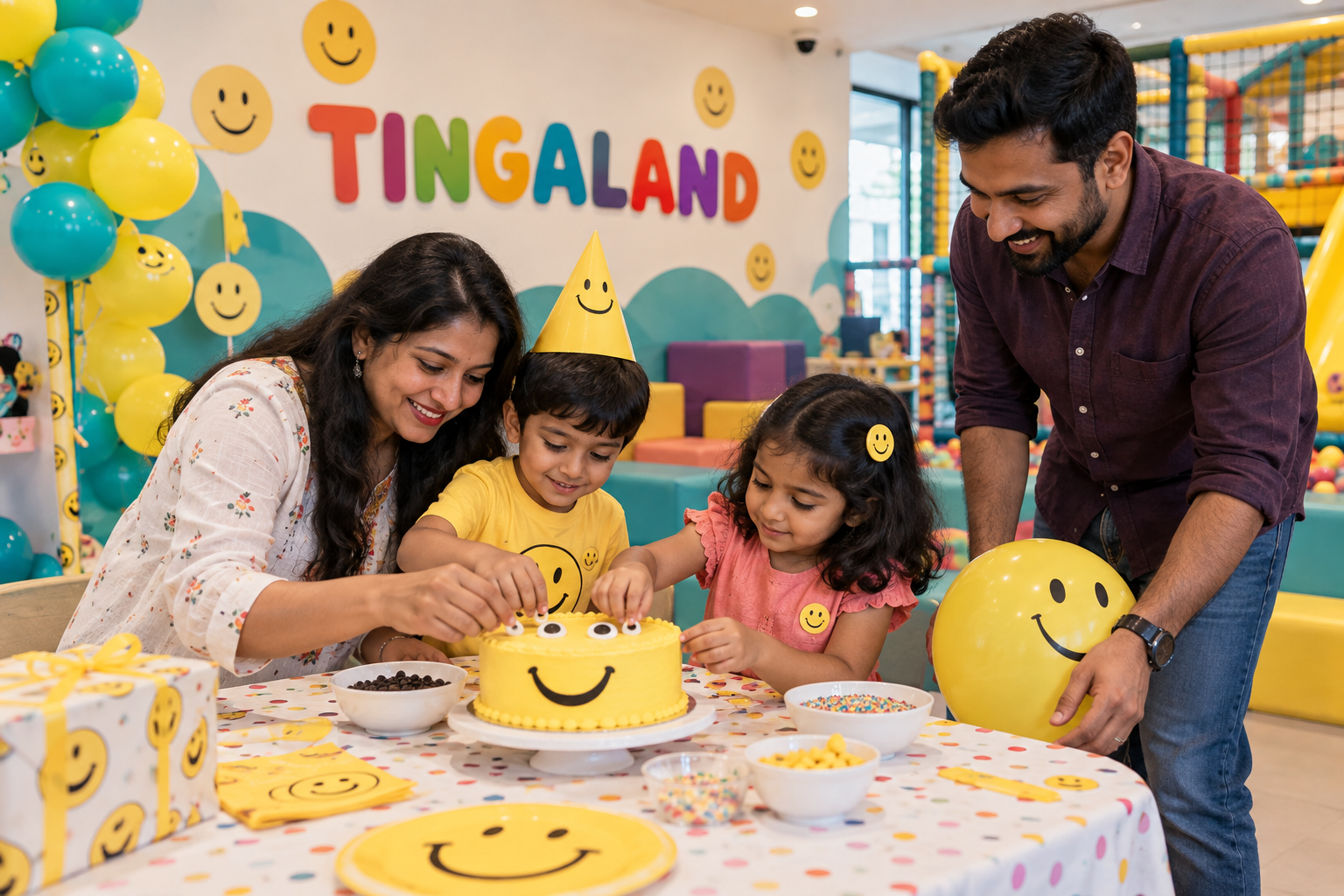 Birthday themes 9 Emoji birthday cake decorating with family