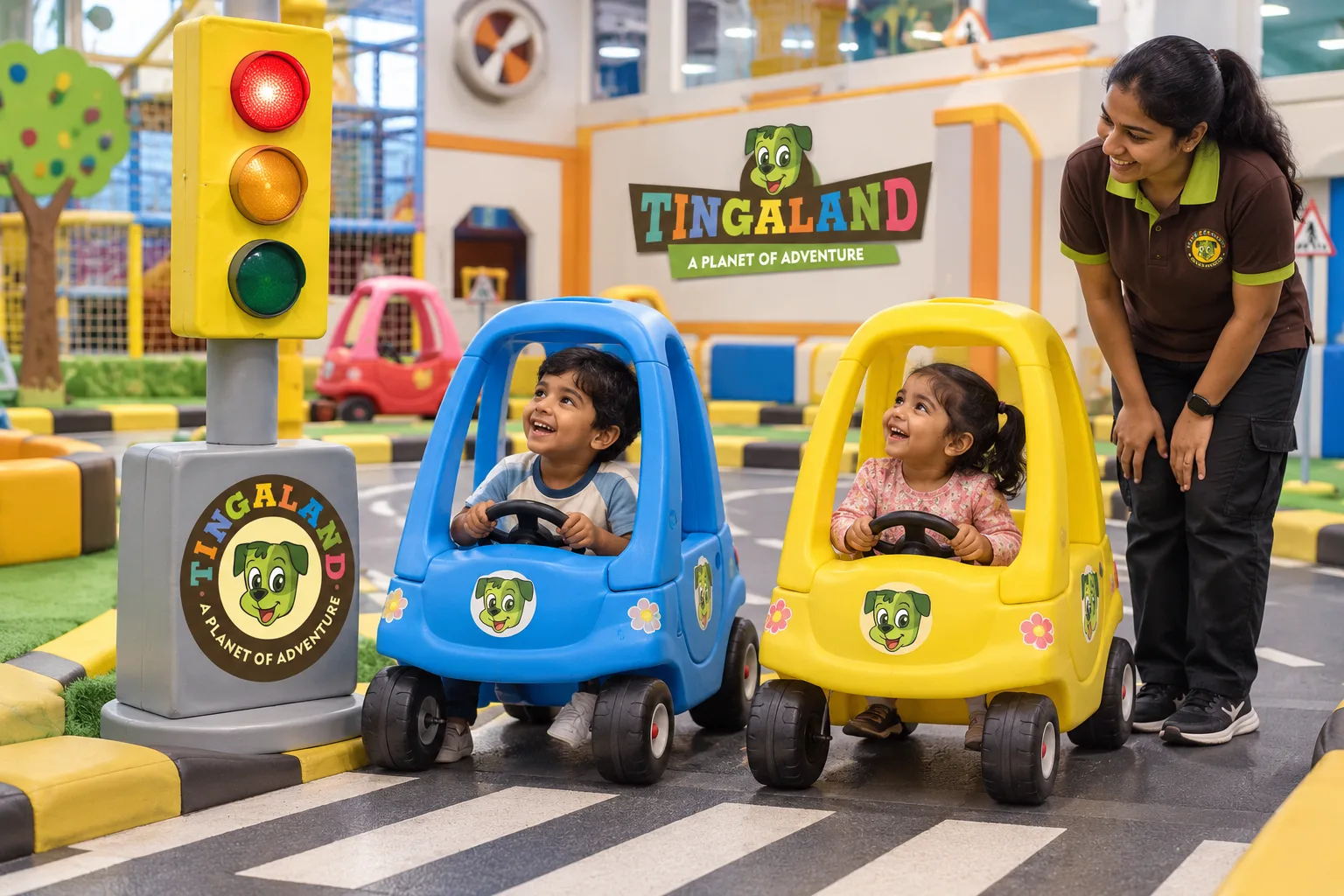 Toddlers learning traffic lights at tingaland