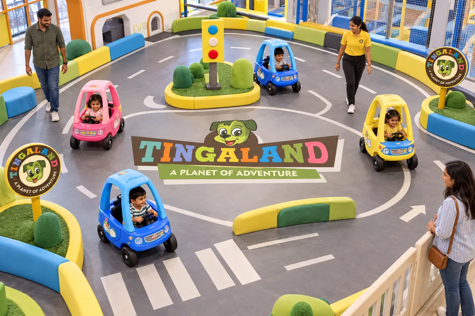 Overhead view of the complete tingaland kiddy cars route
