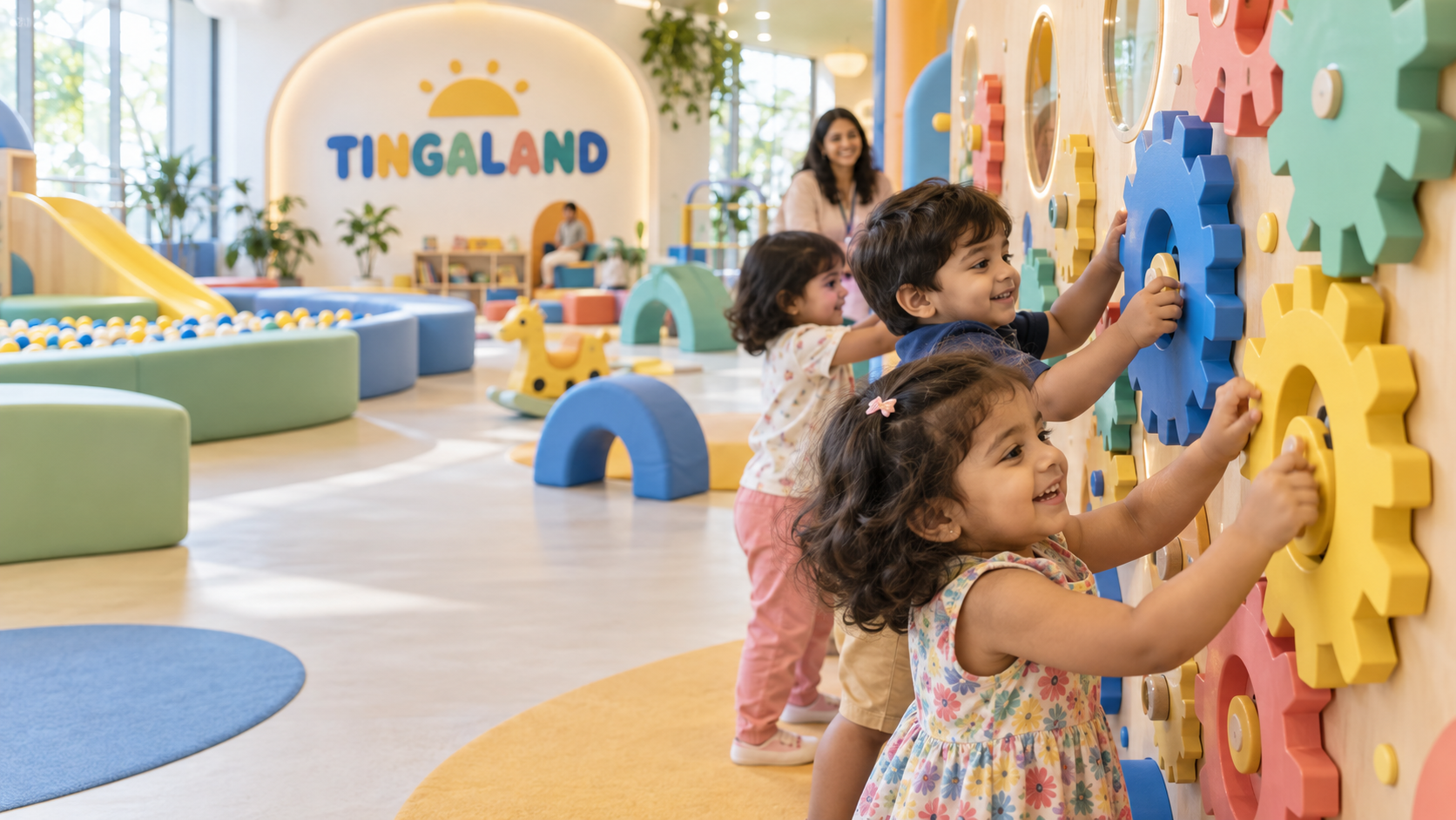 Toddlers turning colourful gears at tingaland